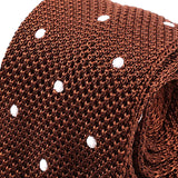 Brown Polka Dot Pointed Silk Knitted Tie 6cm