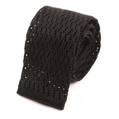 Oscar Black Zigzag Silk Knitted Tie 6cm - Tie Doctor  
