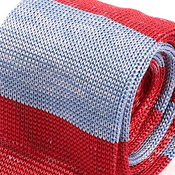 Janis Blue And Red Silk Knitted Tie