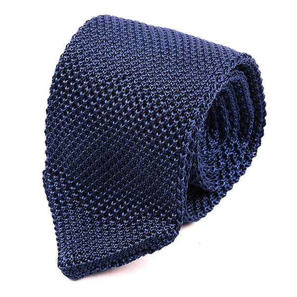 Egyptian Blue Pointed Silk Knitted Tie 6.5cm - Tie Doctor  