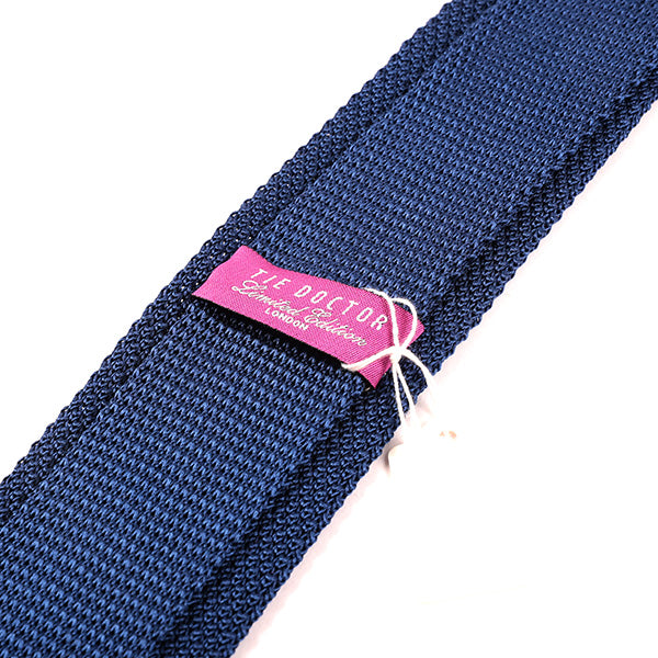 Egyptian Blue Pointed Silk Knitted Tie 6.5cm