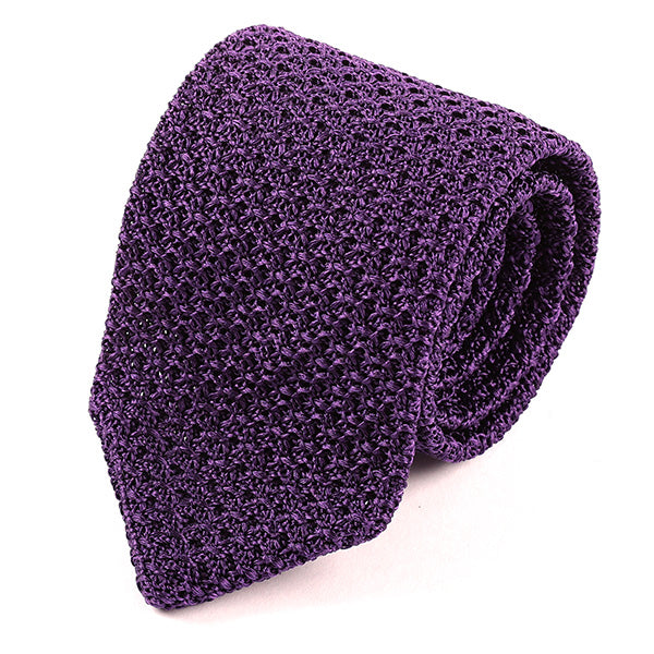 Tiwa Purple Pointed Silk Knitted Tie 7cm, One of One