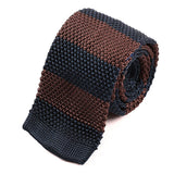 Fiyin Blue & Brown Striped Silk Knitted Tie 5cm