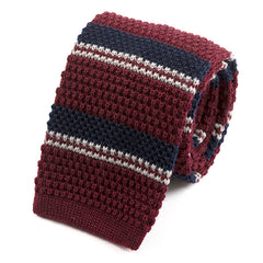 Thando Red Striped Wool Knitted Tie 6.5cm - Tie Doctor  