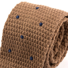 Brown And Blue Dot Wool Knitted Tie - Tie Doctor  