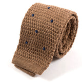 Brown And Blue Dot Wool Knitted Tie
