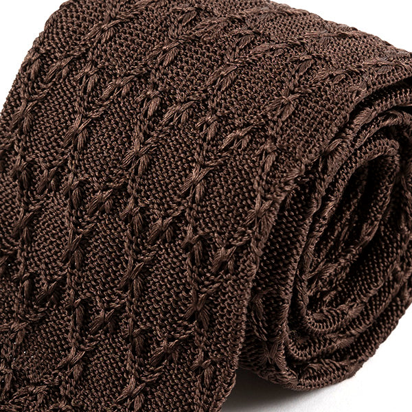 Ngozi Brown Pointed Silk Knitted Tie 7cm - Tie Doctor  