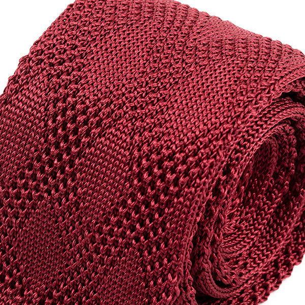 Atinu Dark Red Silk Knitted Tie 5.5cm - Tie Doctor  