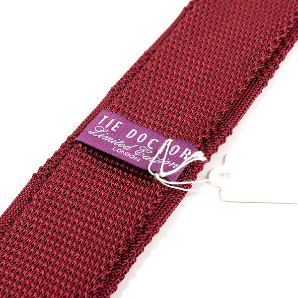 Atinu Dark Red Silk Knitted Tie 5.5cm - Tie Doctor  