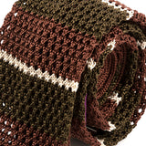 Geri Brown And Khaki Silk Knitted Tie 5cm
