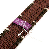 Geri Brown And Khaki Silk Knitted Tie 5cm