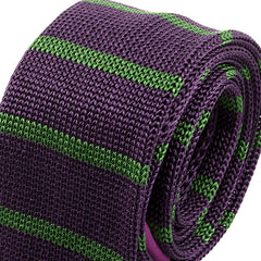 Purple Lined Slim Silk Knitted Tie 5cm