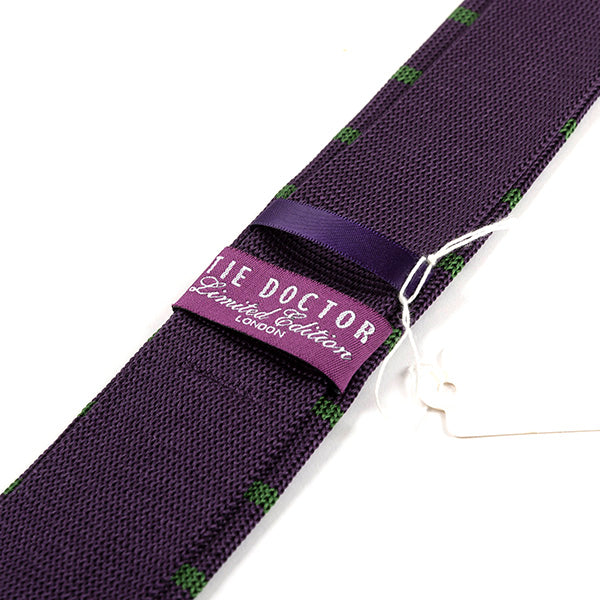 Purple Lined Slim Silk Knitted Tie 5cm