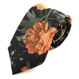 Aretta Black Floral Cotton Tie 7.5cm