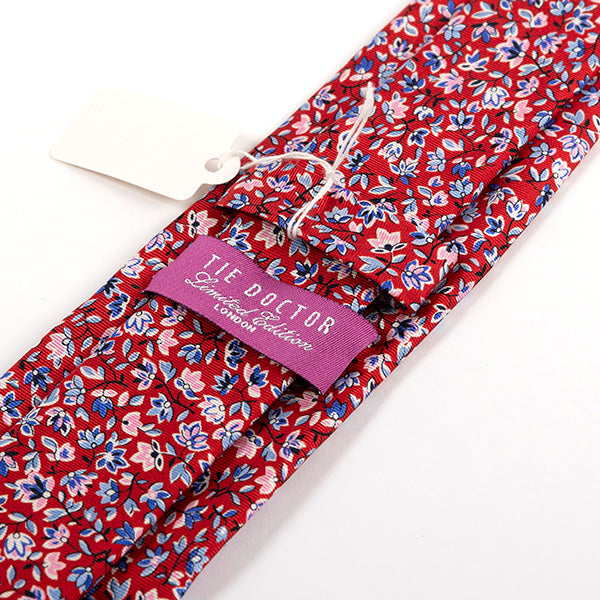 Red And Pink Floral Silk Tie 7cm - Tie Doctor  