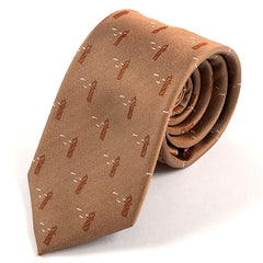 Brown Lighthouse Print Silk Tie 7cm