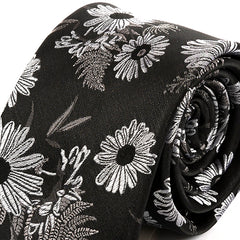 Black Large Floral Pattern Silk Tie 7.5cm - Tie Doctor  
