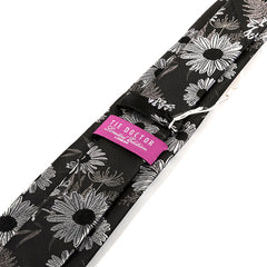 Black Large Floral Pattern Silk Tie 7.5cm - Tie Doctor  