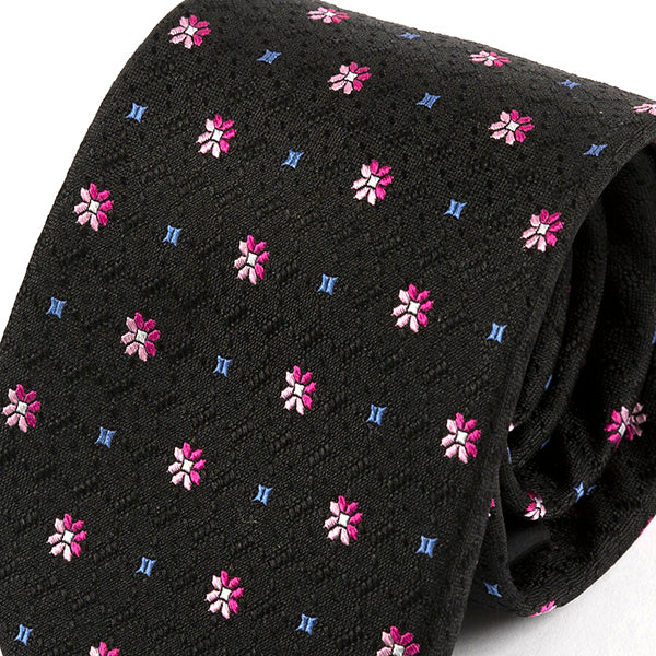 Black Dollis Floral Silk Tie 8.5cm - Tie Doctor  