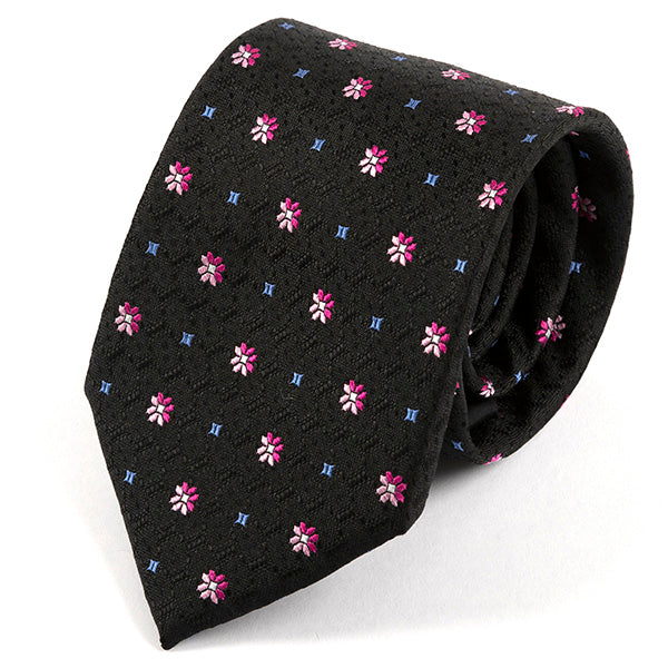 Black Dollis Floral Silk Tie 8.5cm - Tie Doctor  