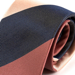 Pink & Blue Large Block Striped Silk Tie 8cm - Tie Doctor  
