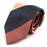 Pink & Blue Large Block Striped Silk Tie 8cm