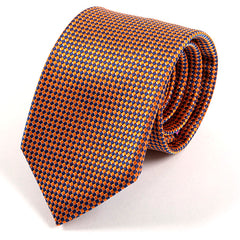 Orange And Blue Fiyin Check Silk Tie 8cm