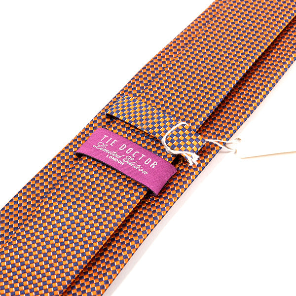 Orange And Blue Fiyin Check Silk Tie 8cm - Tie Doctor  