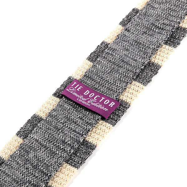 White & Grey Marl Silk Knitted Tie