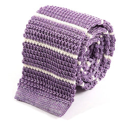 Light Purple Marl Striped Silk Knitted Tie 6.5cm - Tie Doctor  