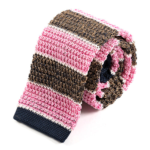 Pink And Brown Cali Silk Knitted Tie, One of One - Tie Doctor  