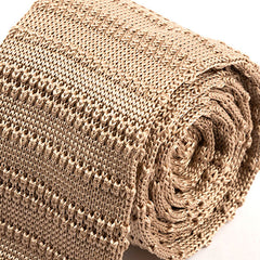 Curtis Beige Striped Silk Knitted Tie 6cm