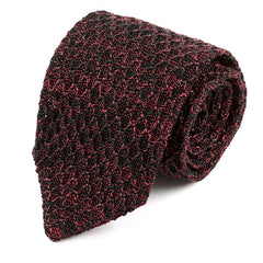 Red And Black Marl Pointed Silk Knitted Tie, One of One - Tie Doctor  