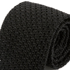 Tiwa Black Pointed Silk Knitted Tie 6.5cm, One of One