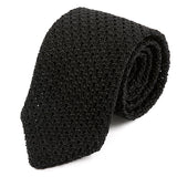 Tiwa Black Pointed Silk Knitted Tie 6.5cm, One of One