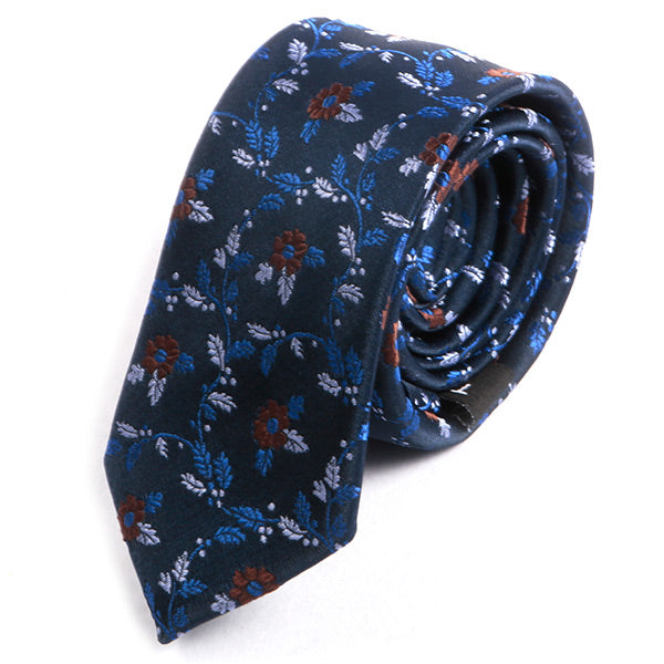 Blue Floral Slim Necktie 6cm - Tie Doctor  