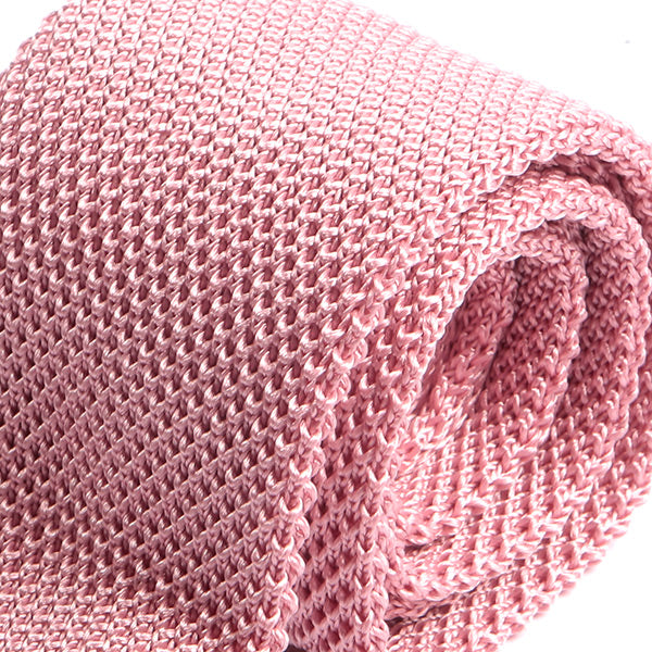 Pink Pointed Silk Knitted Tie 7cm