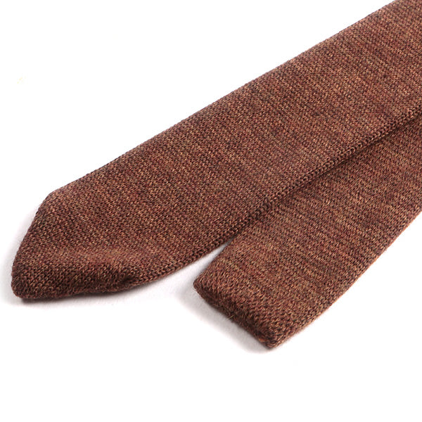 Brown Pointed Wool Knitted Tie 5.5cm