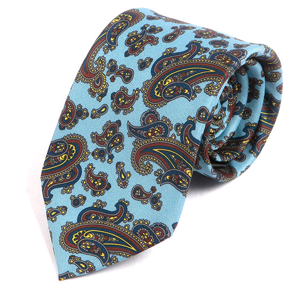 Light Blue Frederick Bold Paisley IMS Motif Print Tie - Tie Doctor  