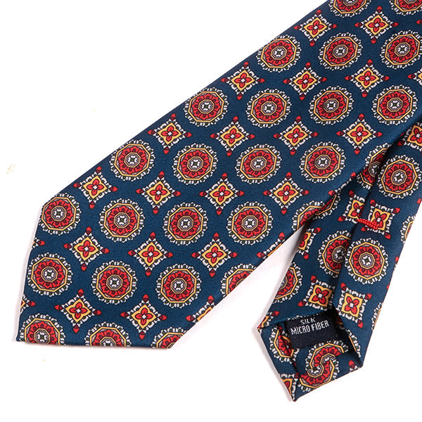 Soft Blue & Red Mac-Inspired IMS Medallion Tie - Tie Doctor  