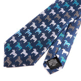 Blue Tie with Horse Motif