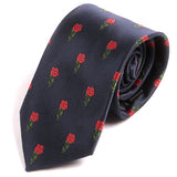 Blue Gentleman Rose Flower Pattern 7cm Ply Tie