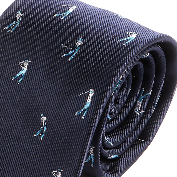 Navy Blue Golfer Pattern Tie 7.5cm