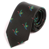 Black Tie with Mulitcoloured Bird Motif