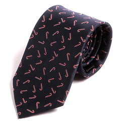 Navy Blue Candy Cane Pattern 7.5cm Ply Tie - Tie Doctor  
