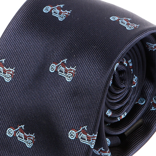 Blue Motorbike Print Tie