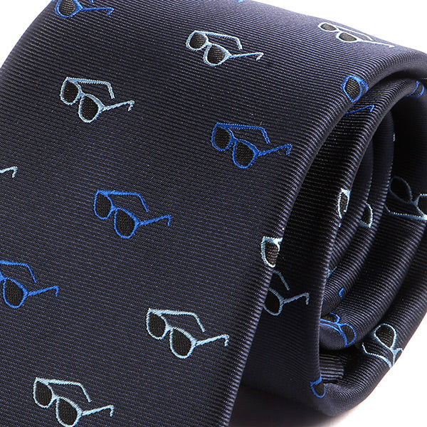 Blue Glasses Print Tie