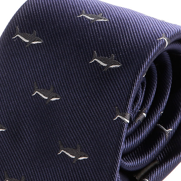Navy Blue Tie with Shark Pattern - Tie Doctor  