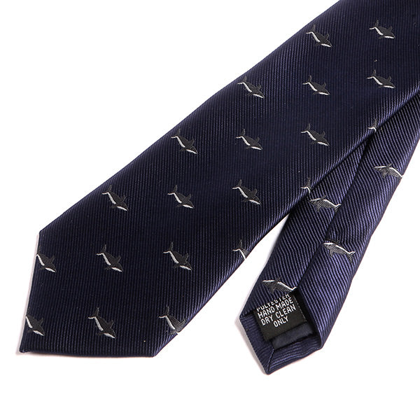 Navy Blue Tie with Shark Pattern - Tie Doctor  