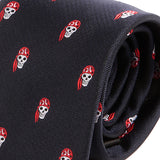 Navy Blue Tie with Pirate Skull Pattern